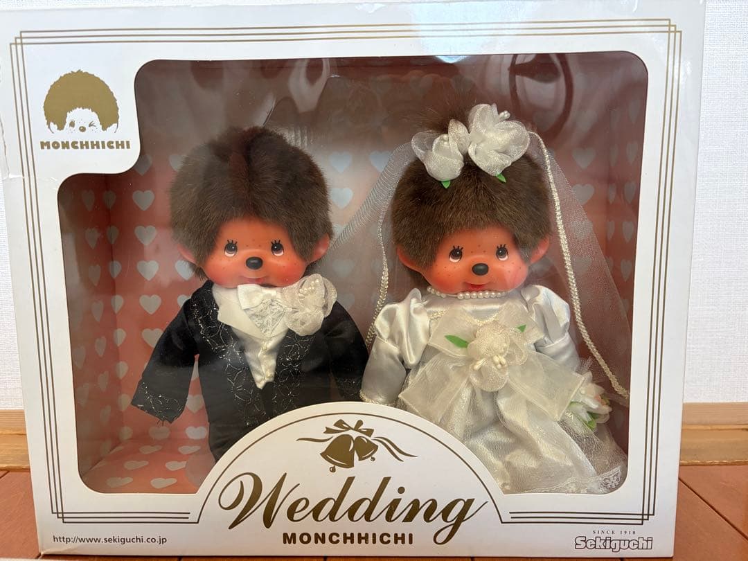 ウェディングモンチッチ ペア　結婚式ウェルカムドール　ドール専用スタンド専用箱付