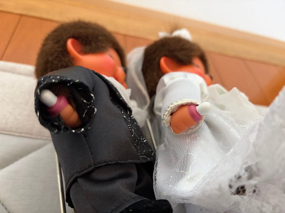 ウェディングモンチッチ ペア　結婚式ウェルカムドール　ドール専用スタンド専用箱付