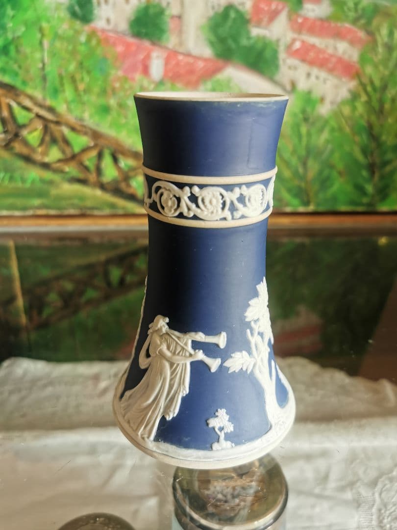 アンティーク英国 アダムスジャスパー カメオ技法 ラッパと供物の女性像のベース