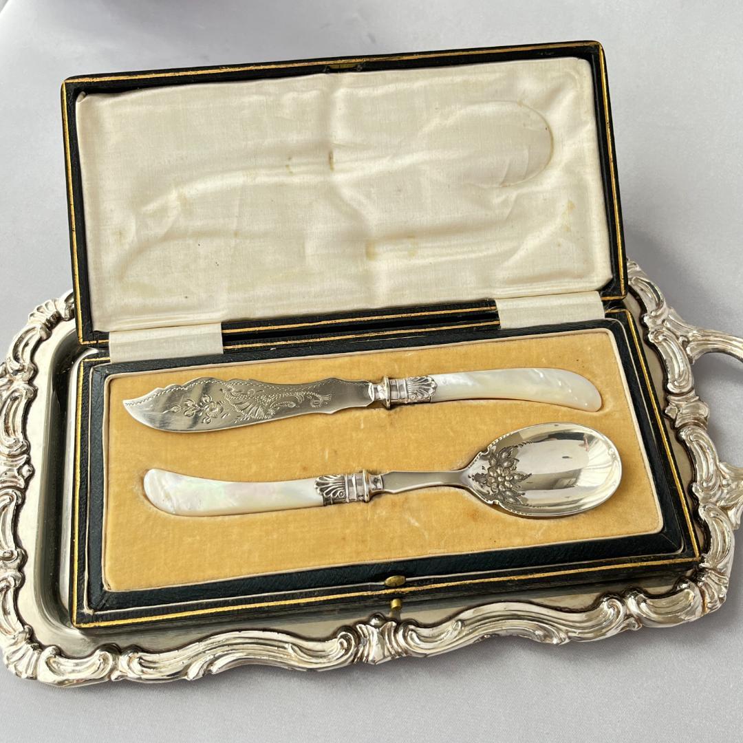 【英国】【白蝶貝】ブレッグファストセット バターナイフ / プレザーブスプーン