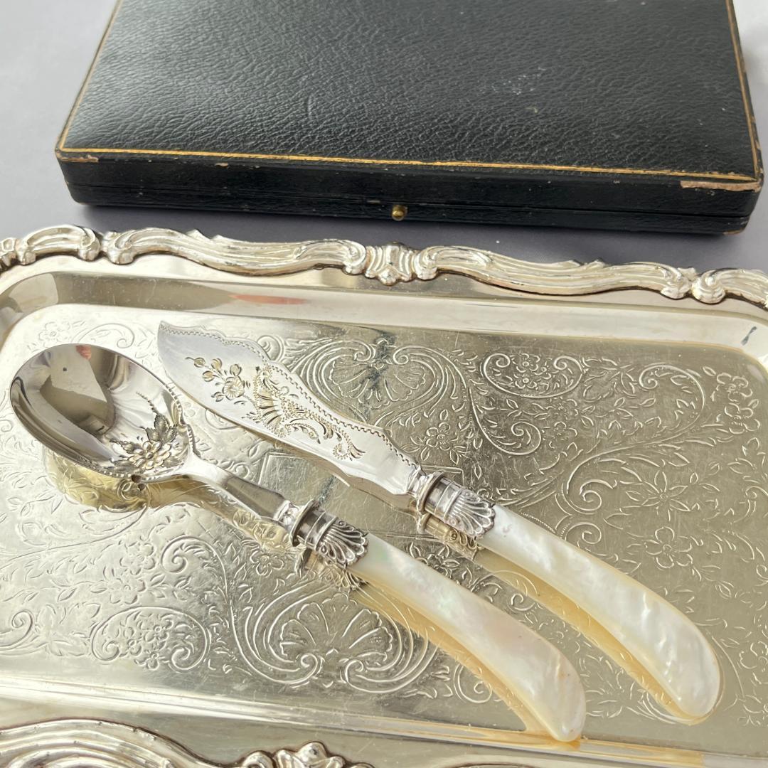 【英国】【白蝶貝】ブレッグファストセット バターナイフ / プレザーブスプーン