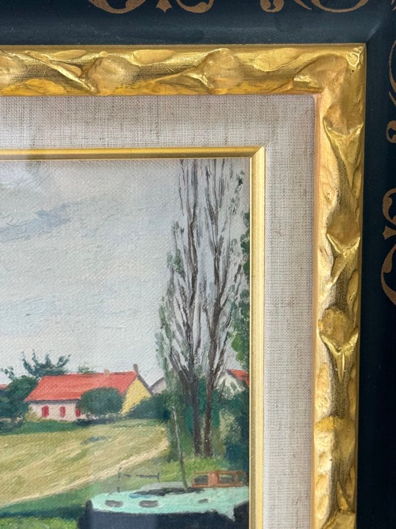 古田 帯川 『セーヌ川畔』 3号 梅田画廊 絵画 油彩 洋画