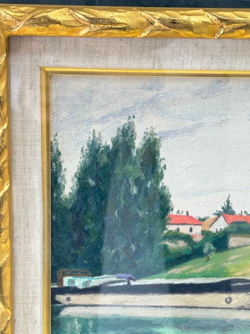 古田 帯川 『セーヌ川畔』 3号 梅田画廊 絵画 油彩 洋画