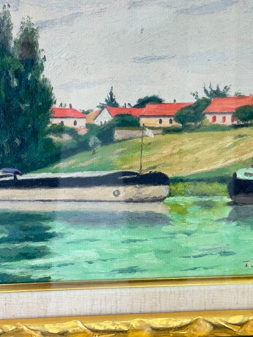 古田 帯川 『セーヌ川畔』 3号 梅田画廊 絵画 油彩 洋画