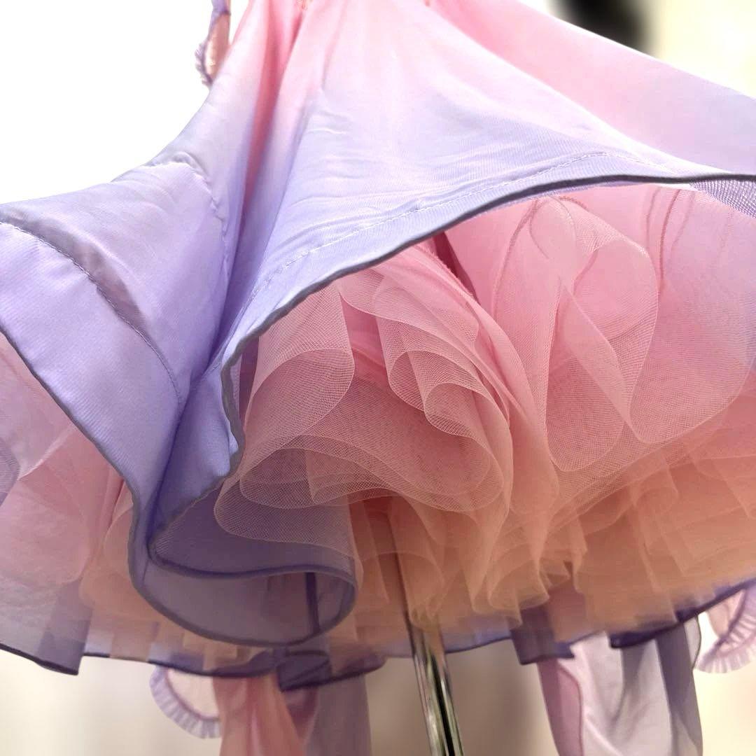 6330★M ピンク 紫 スワロ グラデーション スタンダードドレス 社交ダンス