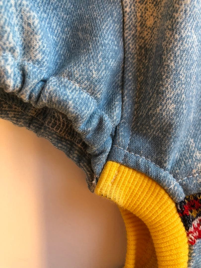 黄色い袖のロンパース　イタグレ服　犬服　ハンドメイド