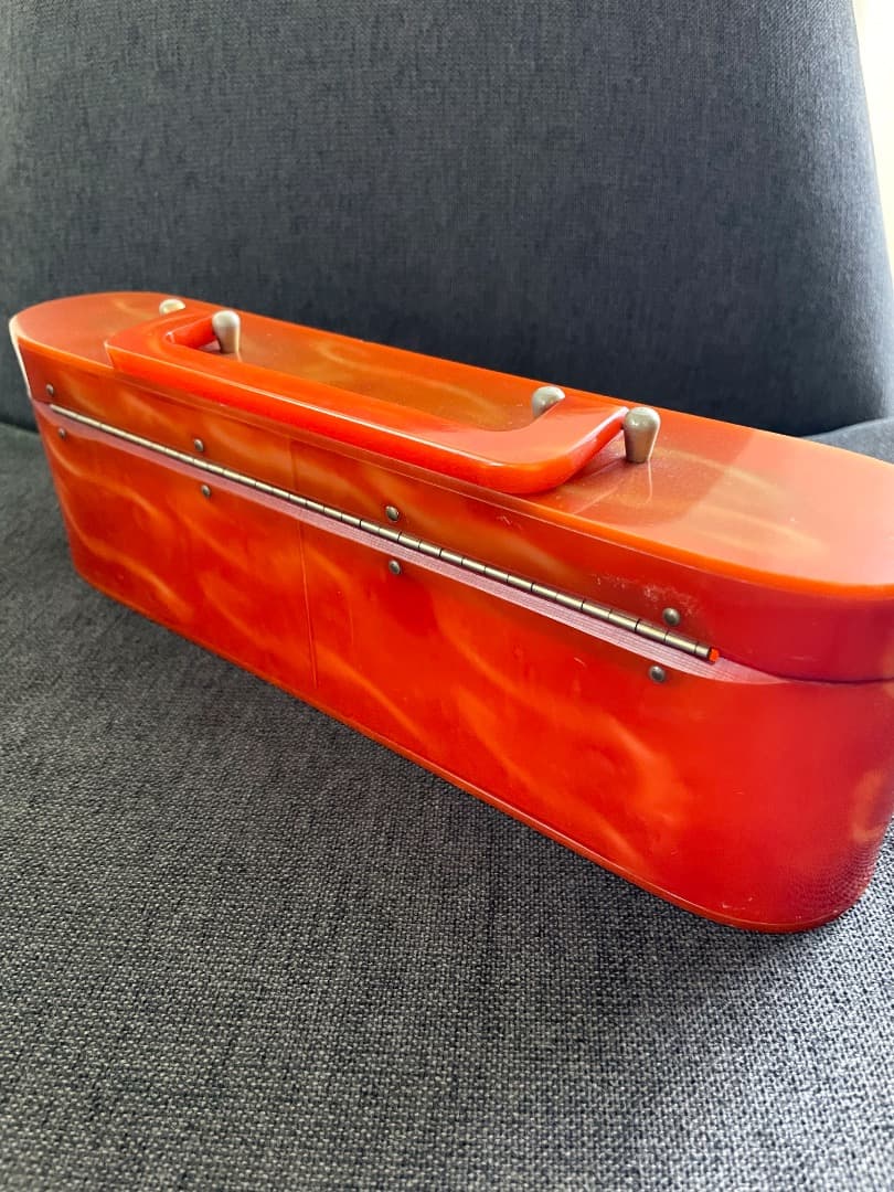 1950年代 ヴィンテージ　レア　ルーサイトバッグ　メイク道具入れ オレンジ