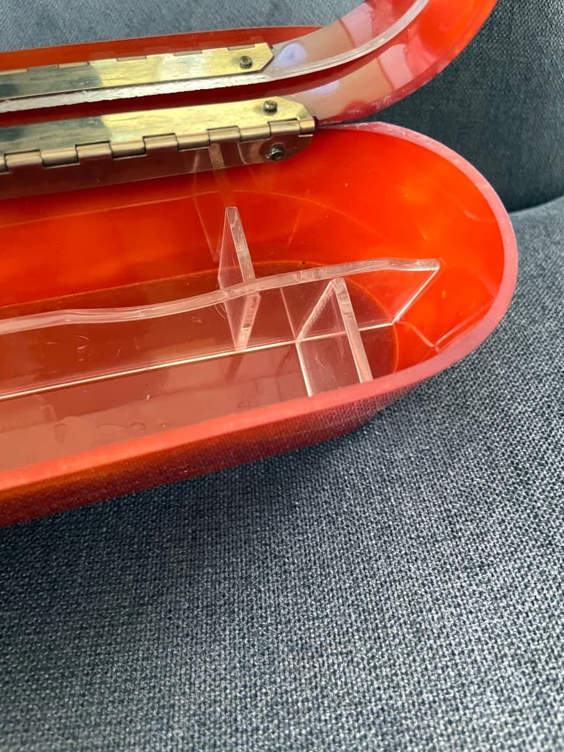 1950年代 ヴィンテージ　レア　ルーサイトバッグ　メイク道具入れ オレンジ