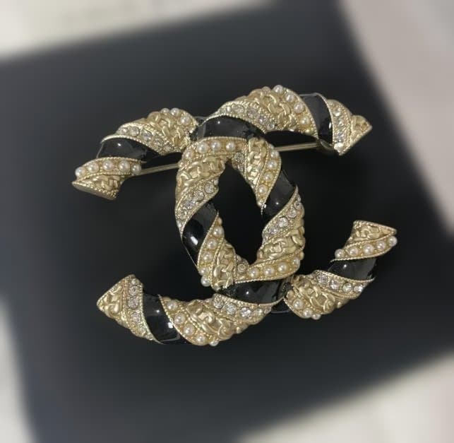 CHANEL ブローチ ココマーク フェイクパール ラインストンメタル