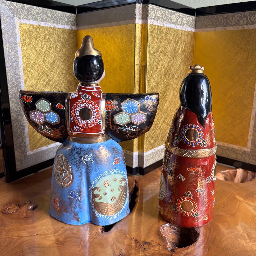 九谷焼　立雛　屏風付き　雛人形　お雛様