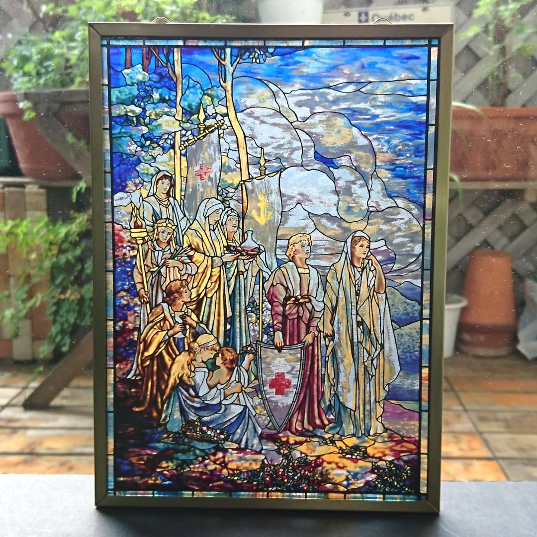 新品ルイスCティファニー ステンドグラス赤十字Red Crossグラスマスターズ