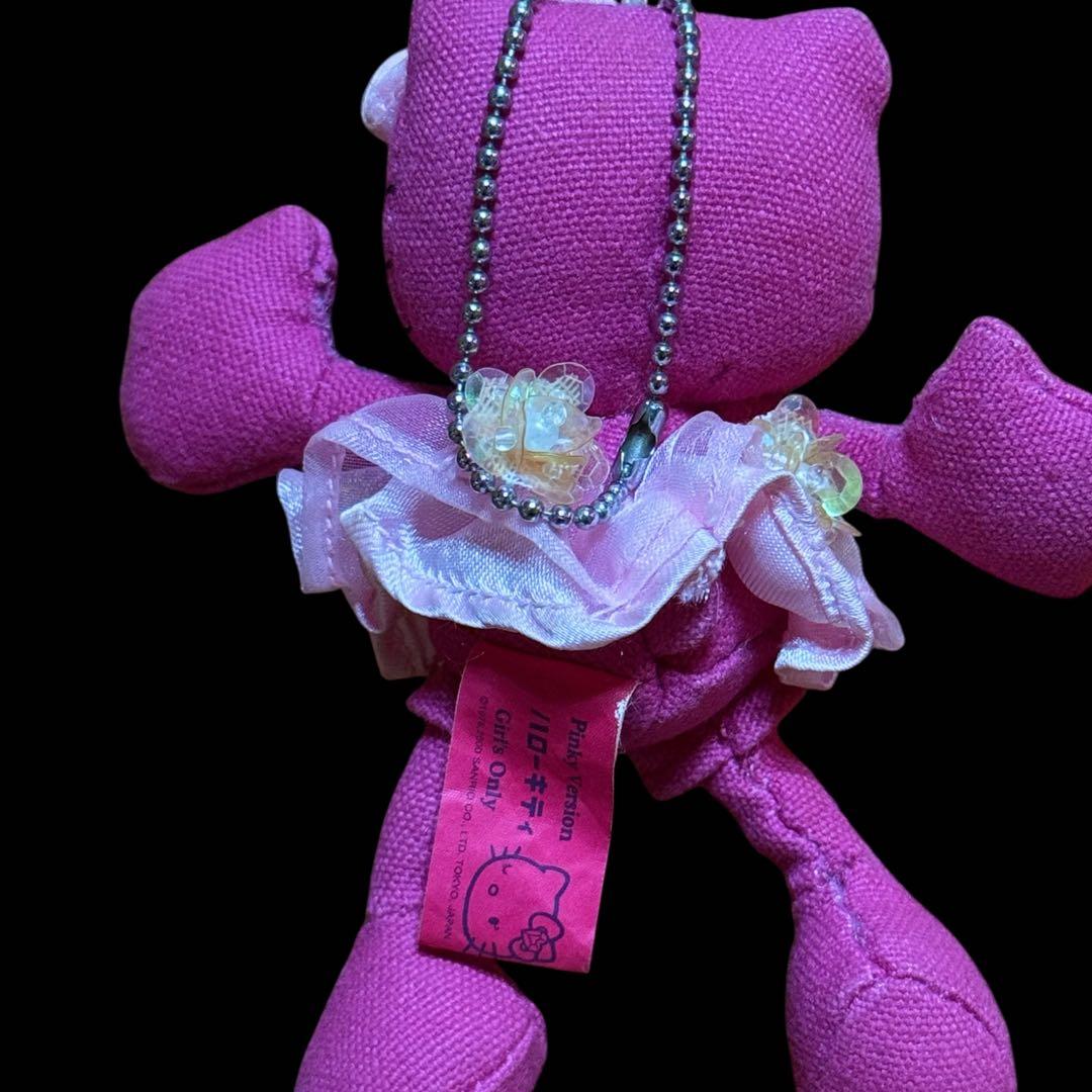 レア　ハローキティ　デニム　ピンク　足長ぬいぐるみ　ストラップ　レトロ　サンリオ