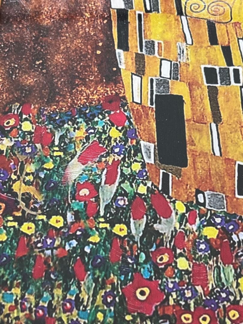 クリムト　「キス」　複製ポスター　額付　メディウム加工