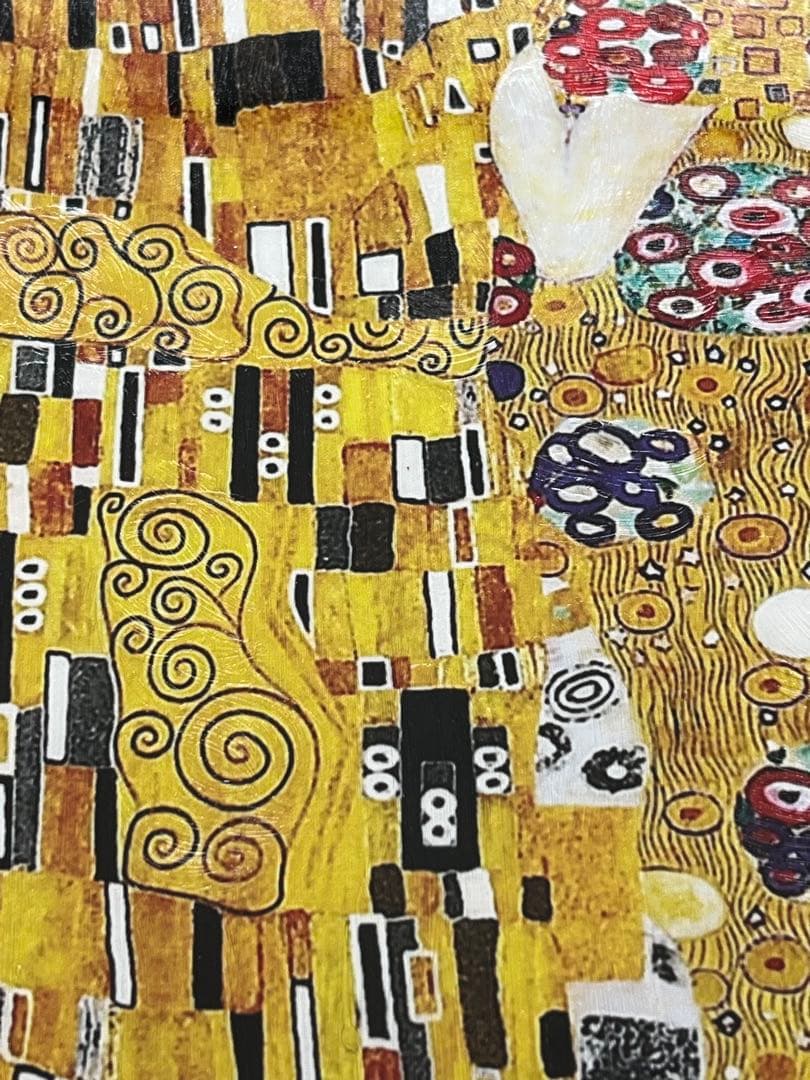 クリムト　「キス」　複製ポスター　額付　メディウム加工