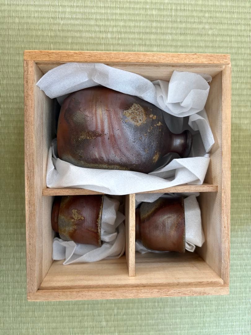 備前焼　陶器　酒器セット 木箱付き
