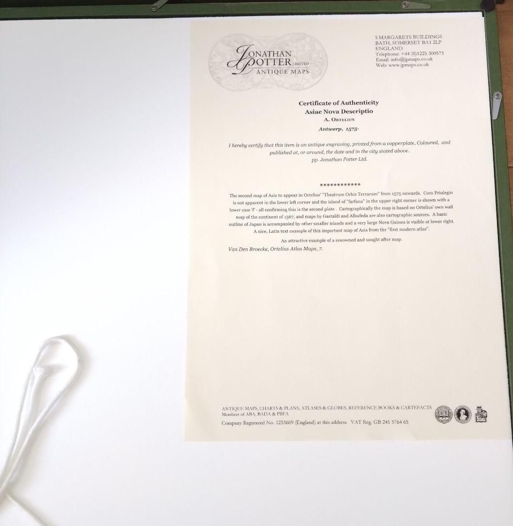 《値下げOK》真作 ジョナサン・ポッター社 オルテリウス「アジア図」希少品 額装