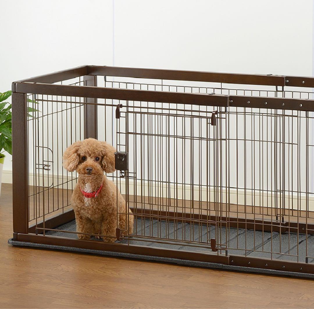 Richell リッチェル 木製スライドペットサークル ワイド ダークブラウン