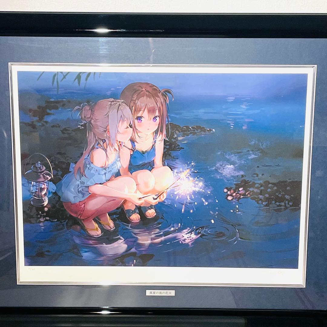 Anmi 「真夏の夜の花火」 アールビバン 版画 ミクスドメディア