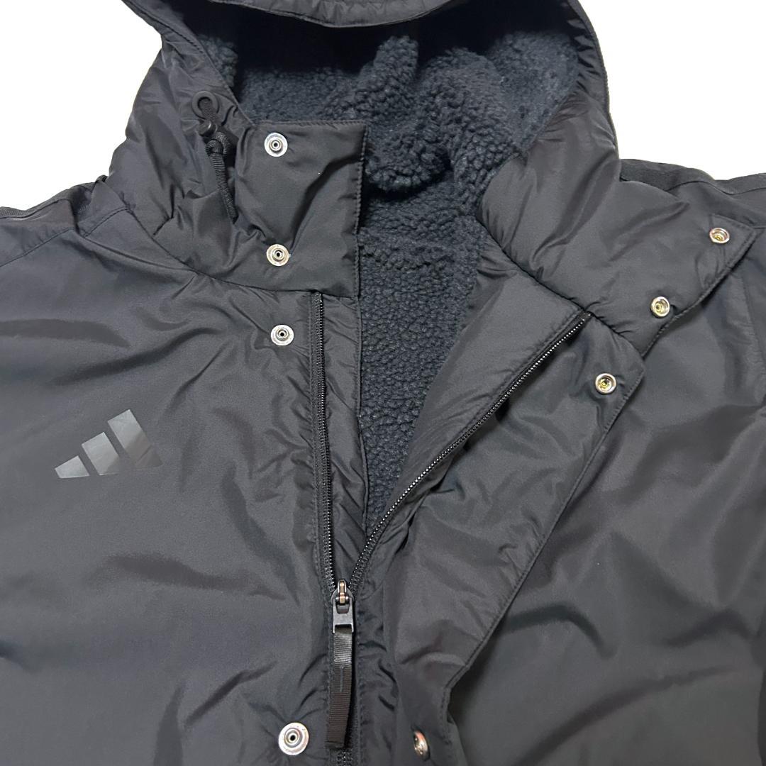 新品　ADIDAS　Lサイズ　ロング ボアコート　ベンチコート　ブラック　タフタ