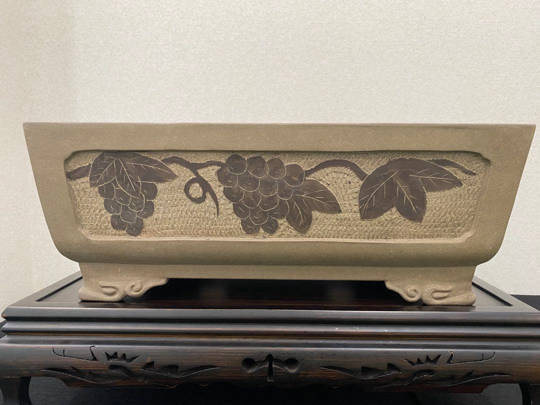 盆栽鉢　額面絵入盆栽鉢　長方鉢