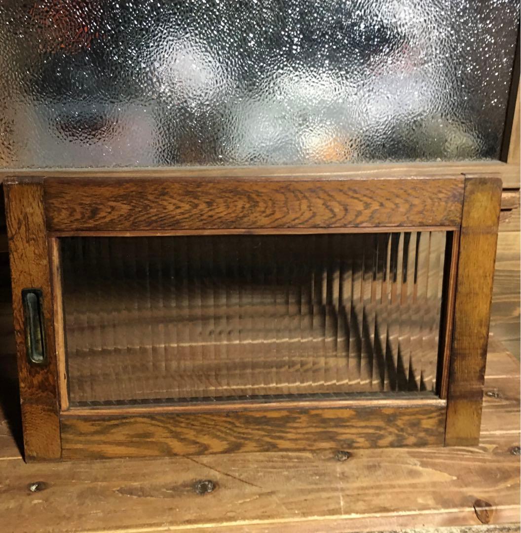 メルカリ便発送★モールガラス★木枠★古材★引き戸★昭和レトロ★ ブィンテージ★