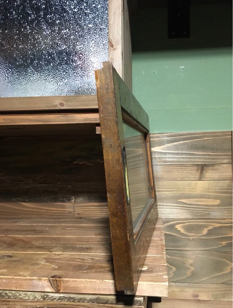 メルカリ便発送★モールガラス★木枠★古材★引き戸★昭和レトロ★ ブィンテージ★