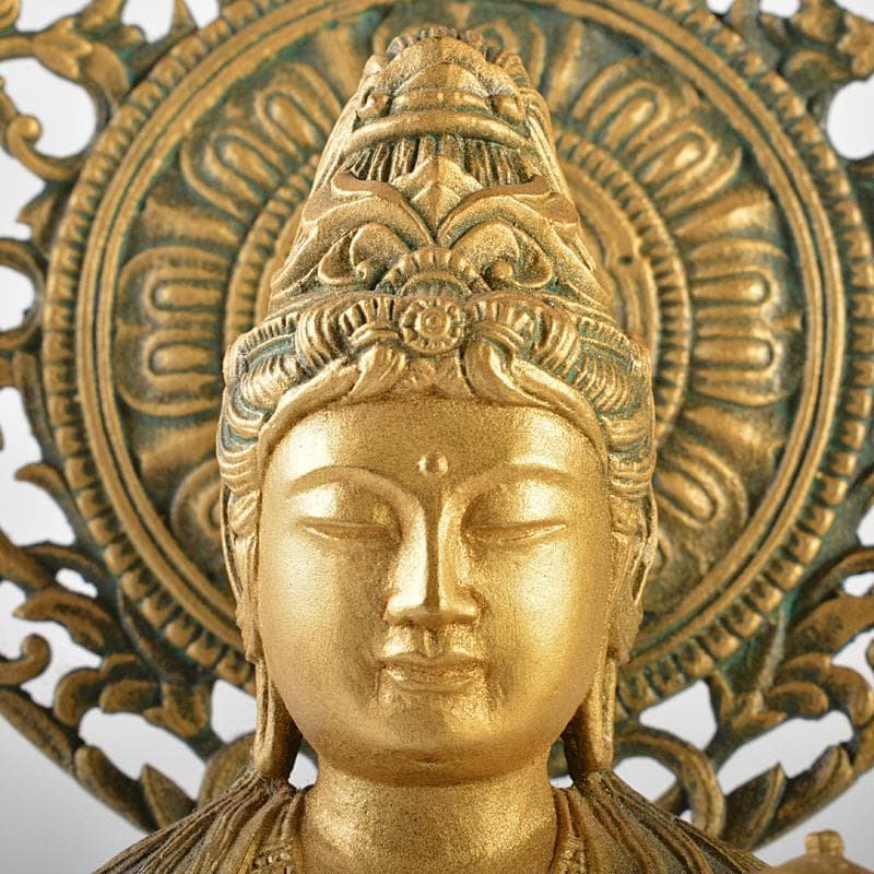 大仏師　松久宗琳作　ブロンズ　瑠璃観音像　仏像　高さ約35.5cm　HR5873