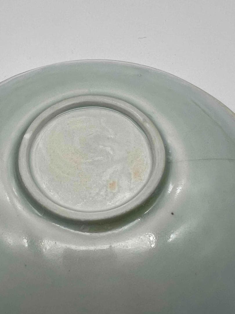 北宋時代　青白磁牡丹鳳凰文盤　茶皿　茶鉢　景徳鎮　影青　唐物(B-98)