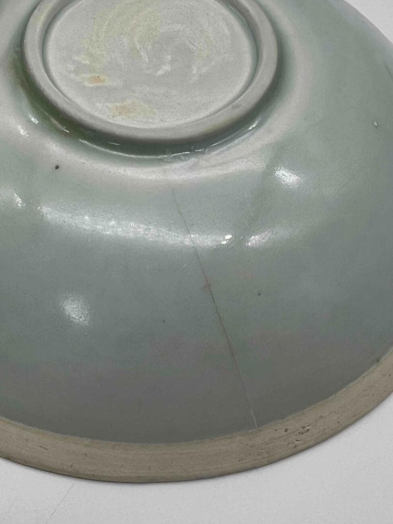 北宋時代　青白磁牡丹鳳凰文盤　茶皿　茶鉢　景徳鎮　影青　唐物(B-98)