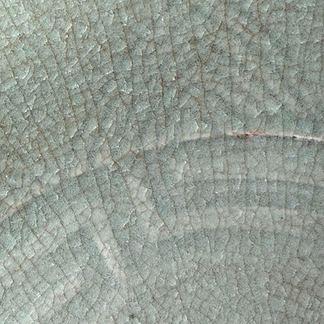 古伊万里　古波佐見　青磁陽刻大皿　共箱　1700年前後　美しい貫入　35.9cm