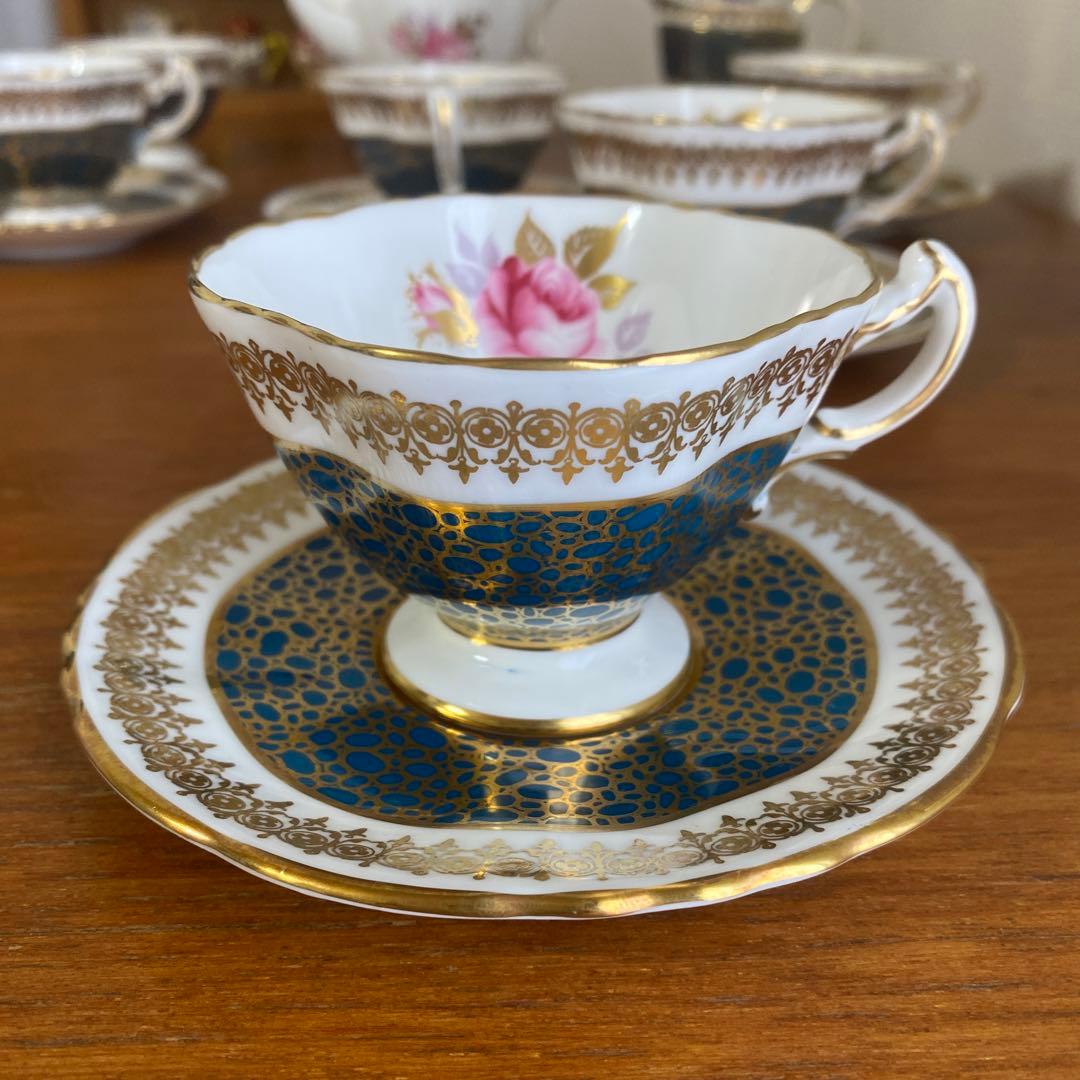 ハマースレイ ピンクローズ　ピーコック　金彩　4人用　コーヒーセット