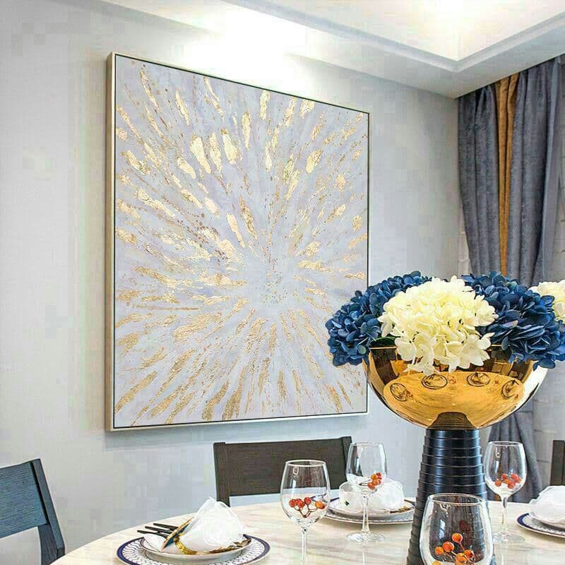 油絵を手で描いた、軽くて豪華な装飾画、抽象的な金箔画2