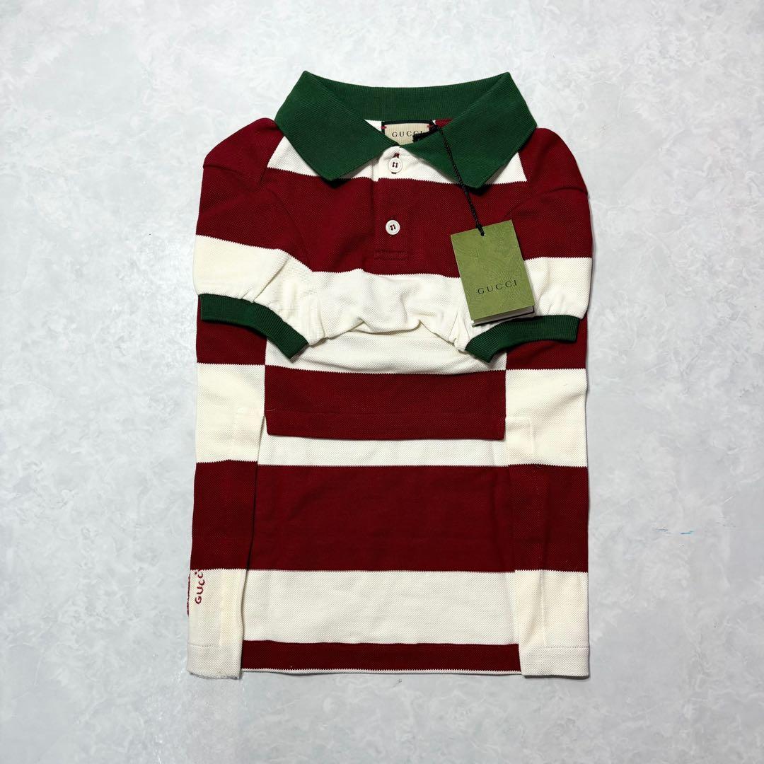 新品 グッチ ストロベリー ビッグストライプ ドッグ Tシャツ ドッグウェア L