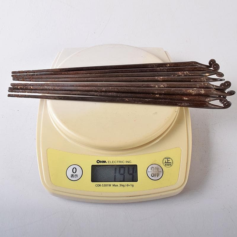 茶道具　釜師　木越三右衛門作　打出し　蕨頭　鉄火箸　五組　共箱　D　R8281