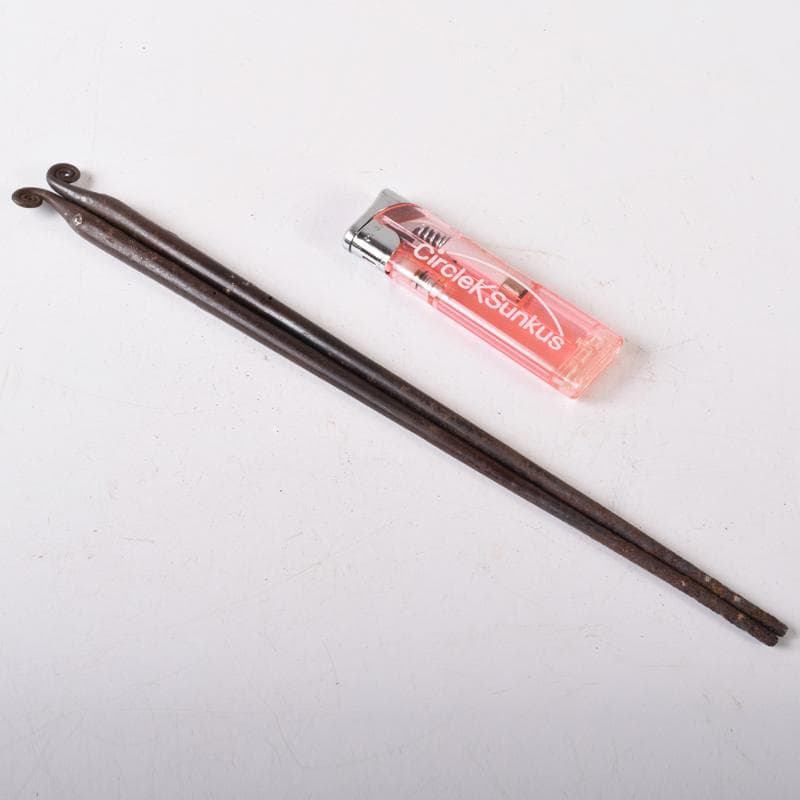 茶道具　釜師　木越三右衛門作　打出し　蕨頭　鉄火箸　五組　共箱　D　R8281