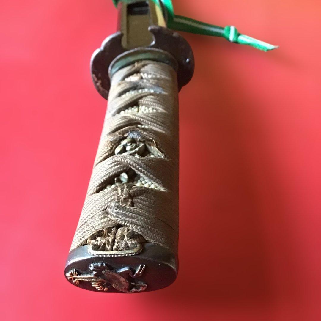 脇差一作拵　鶴亀色絵象嵌金具　笛巻鞘　繋ぎは木製　刃はありません