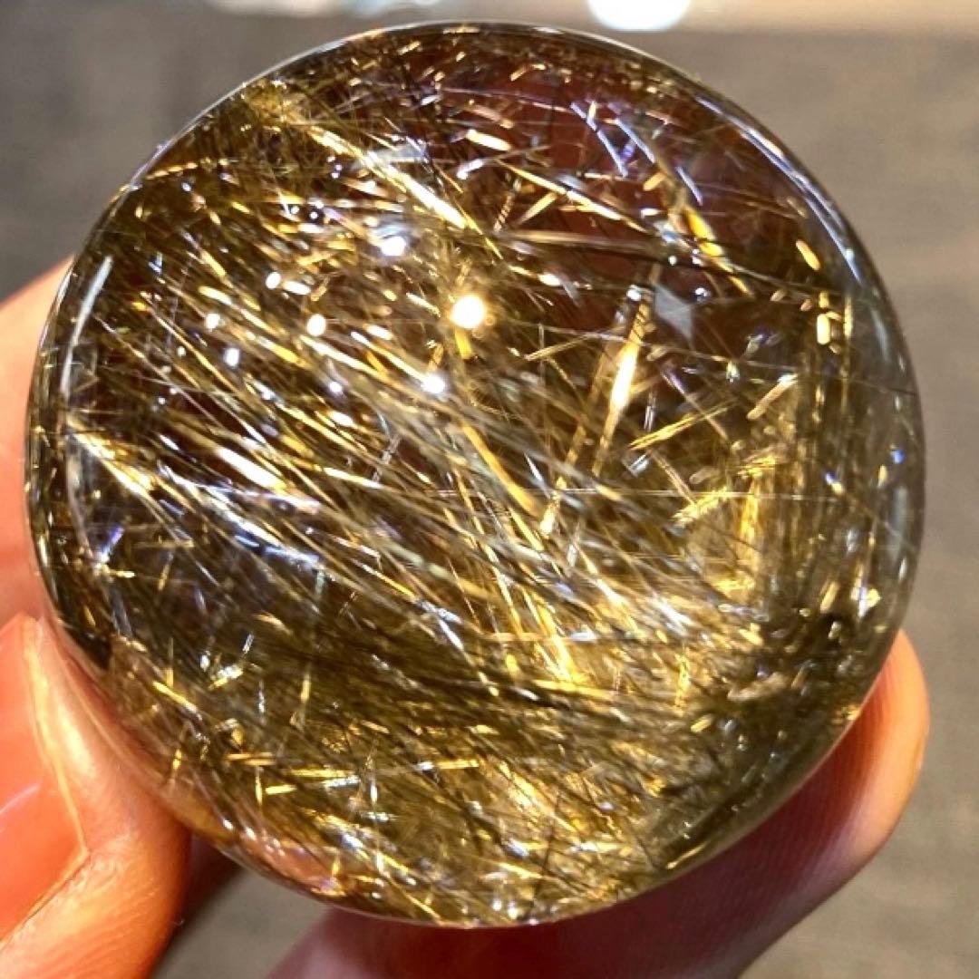 超絶綺麗✨34mm ゴールドルチルクォーツ　丸玉スフィア　金針水晶