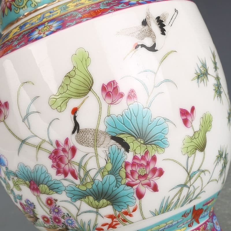 景徳鎮 陶磁花瓶 琺瑯粉彩花鳥賞瓶 装飾品 現代工芸品 美術品 置物