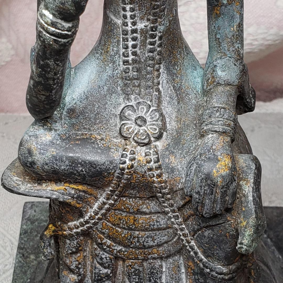 【博物館級】◆『方形台座金銅半跏思惟像』 百済仏 仏像◆検）天平仏 新羅仏 空海