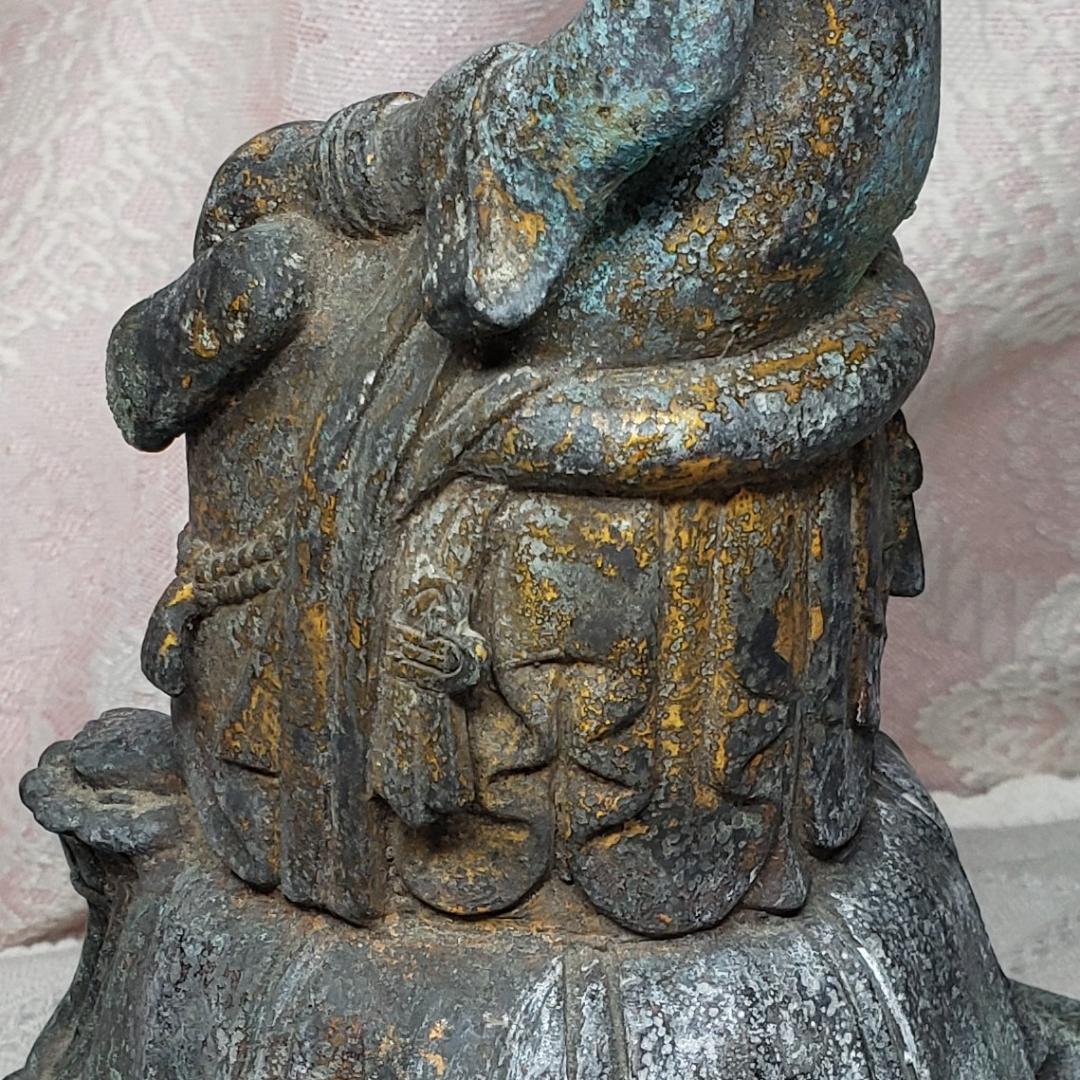 【博物館級】◆『方形台座金銅半跏思惟像』 百済仏 仏像◆検）天平仏 新羅仏 空海