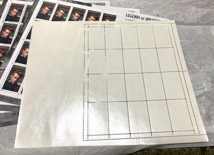 レア　スタンプハリウッドジェームスディーン　140枚分の切手 x 7シート 希少