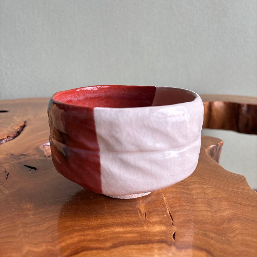 前大徳積鷹 楽焼 掛糸茶碗 「銘 寿」 松楽造 抹茶碗　茶道具 共箱（165t）