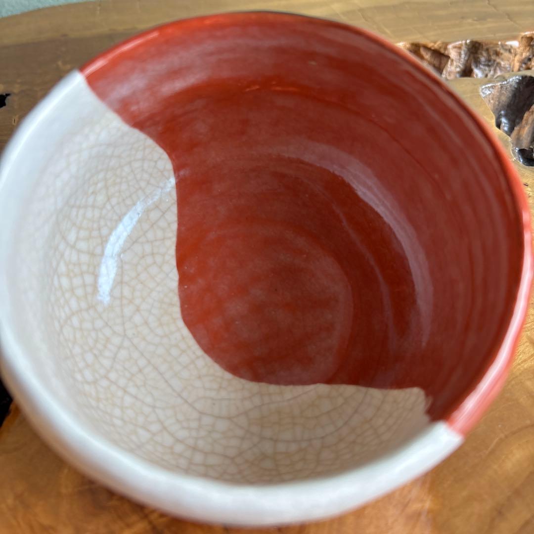 前大徳積鷹 楽焼 掛糸茶碗 「銘 寿」 松楽造 抹茶碗　茶道具 共箱（165t）