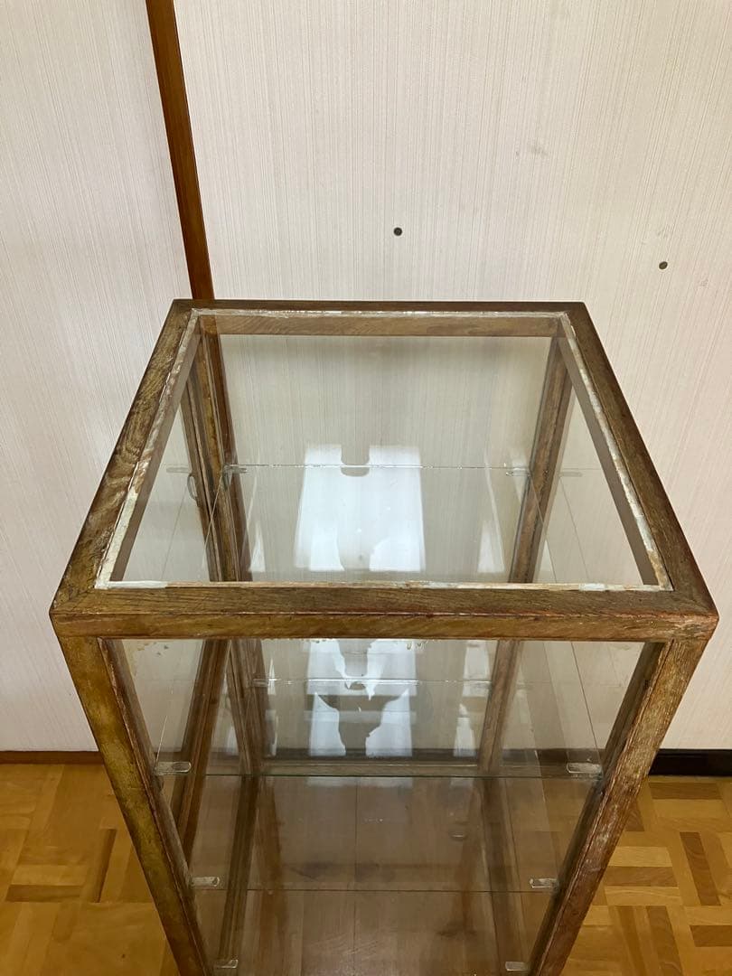 レトロ商品　アンティークガラスケース 木製商品ケース　4段ケース