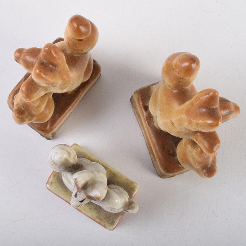 陶器製　色絵金彩　お稲荷さん　狐　3点まとめて　C　R9213