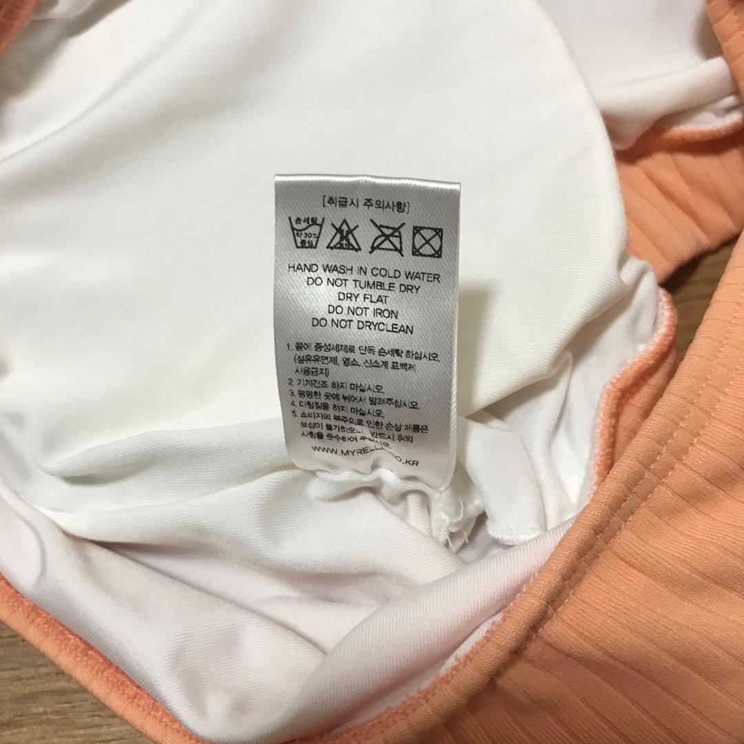 オレンジ ホワイト スカート セット ポールダンス 水着 ヨガ Mサイズ 巾着付