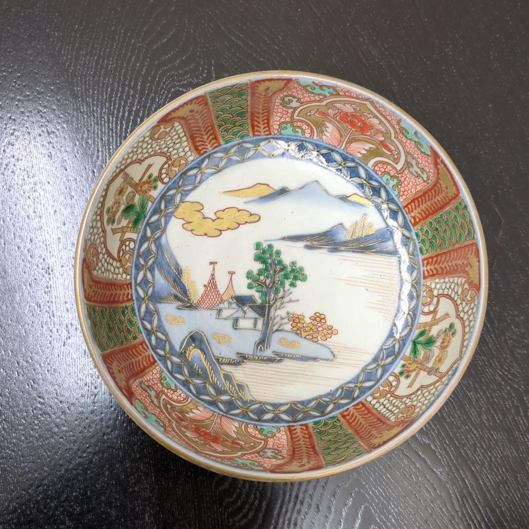 骨董　古伊万里　鉢　③　染錦　器　陶器　盛鉢　二重高台　伊万里