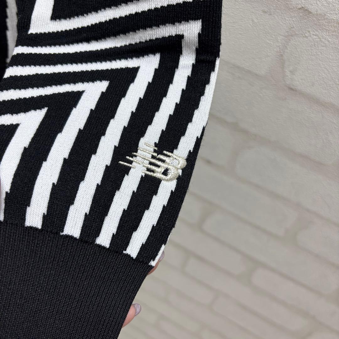 ★美品★ new balance ゴルフウェア セーター Mサイズ 黒 白