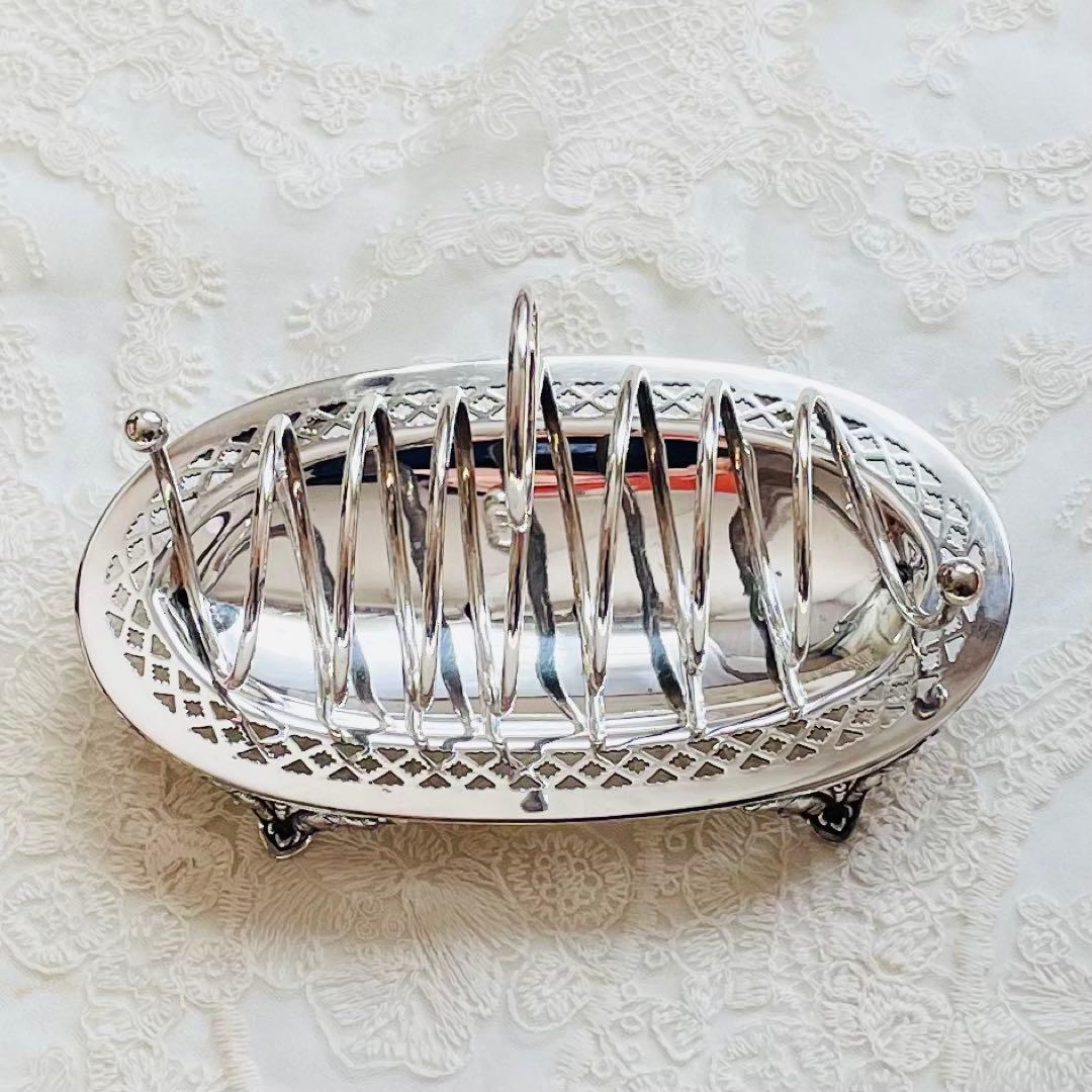 トースターラック　イギリス製　アンティーク　シルバープレート　刻印あり