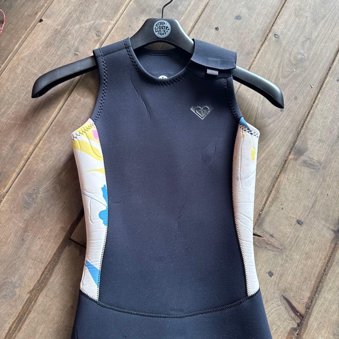 ROXY ロングジョン ウェットスーツ ブラック/マルチカラー　オーダーMサイズ